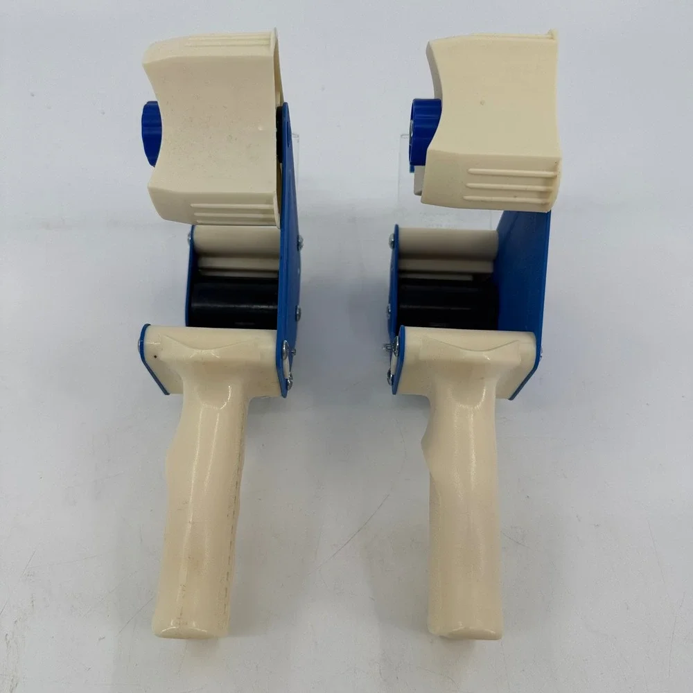 Lot of 2 Uline 2 Inch Industrial Side Loading Tape Dispensers Blue Cream H-150